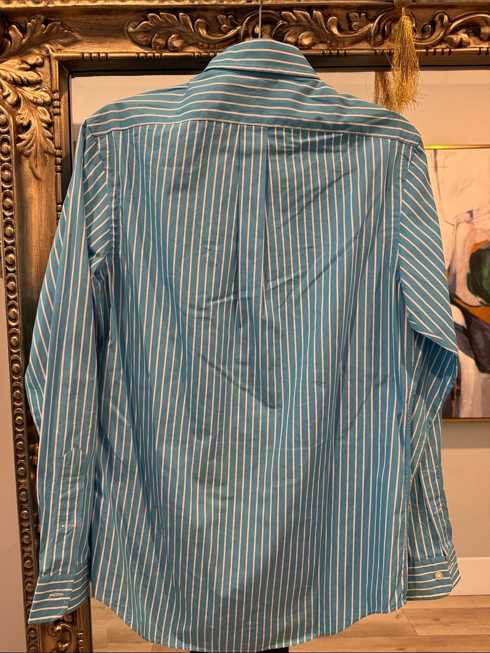 Ralph Lauren Blue and White Vertical Stripe Button-Down Shirt - Picture 4 of 4